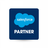 an icon on a teal background with people cheering and a lightbulb above there heads.